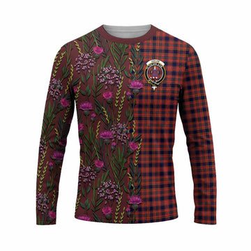 Ogilvie (Ogilvy) Family Crest Tartan Long Sleeve T-Shirt Scottish Thistle Flower Pattern Half Style - Tartan Vibes Clothing