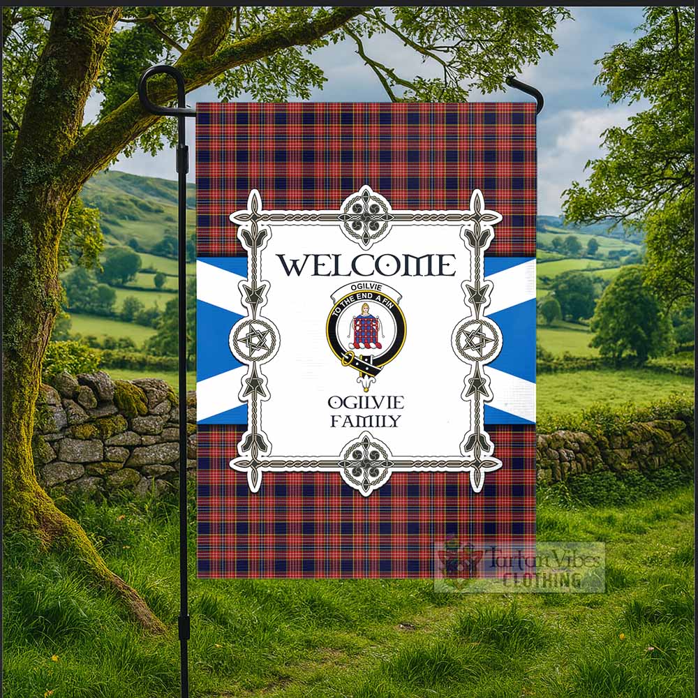 Ogilvie (Ogilvy) Family Crest Tartan Welcome Garden Flag Saltire Harmony Style - Tartan Vibes Clothing