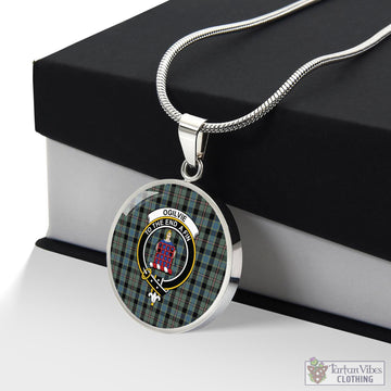 Ogilvie (Ogilvy) Hunting Tartan Circle Necklace with Family Crest