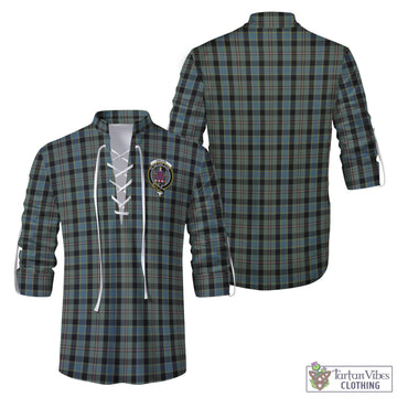 Ogilvie (Ogilvy) Hunting Tartan Men's Scottish Traditional Jacobite Ghillie Kilt Shirt with Family Crest