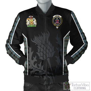 Ogilvie (Ogilvy) Hunting Tartan Bomber Jacket with Family Crest and Scottish Thistle Vibes Sport Style
