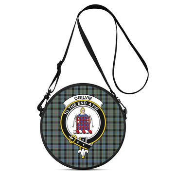 Ogilvie (Ogilvy) Hunting Tartan Round Satchel Bags with Family Crest