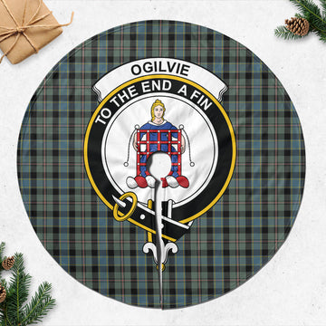 Ogilvie (Ogilvy) Hunting Tartan Christmas Tree Skirt with Family Crest