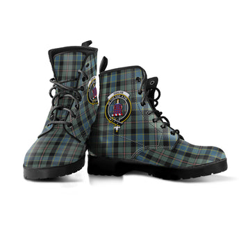Ogilvie (Ogilvy) Hunting Tartan Leather Boots with Family Crest