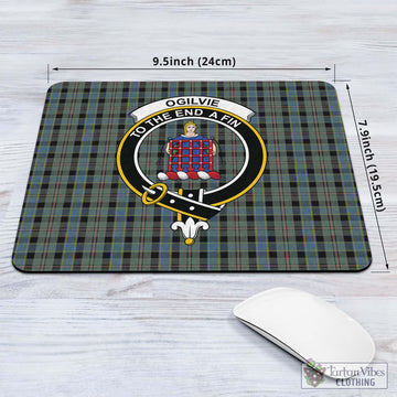 Ogilvie (Ogilvy) Hunting Tartan Mouse Pad with Family Crest