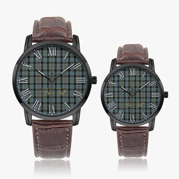 Ogilvie (Ogilvy) Hunting Tartan Personalized Your Text Leather Trap Quartz Watch