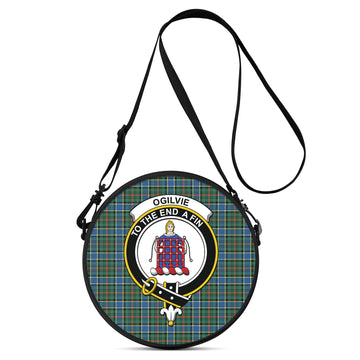 Ogilvie (Ogilvy) Hunting Ancient Tartan Round Satchel Bags with Family Crest