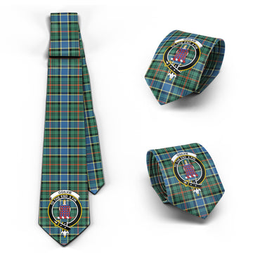 Ogilvie (Ogilvy) Hunting Ancient Tartan Classic Necktie with Family Crest