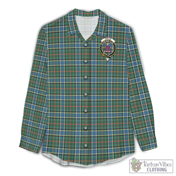 Ogilvie (Ogilvy) Hunting Ancient Tartan Womens Casual Shirt with Family Crest