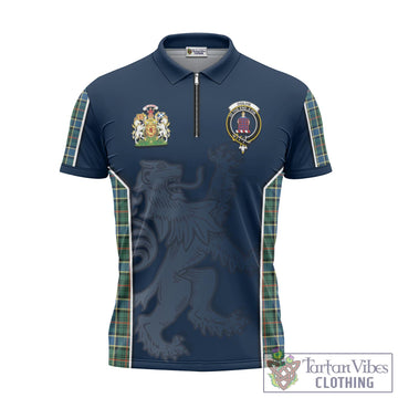 Ogilvie (Ogilvy) Hunting Ancient Tartan Zipper Polo Shirt with Family Crest and Lion Rampant Vibes Sport Style