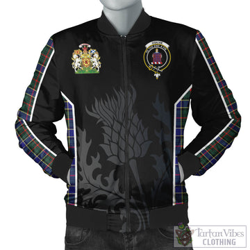 Ogilvie (Ogilvy) Hunting Modern Tartan Bomber Jacket with Family Crest and Scottish Thistle Vibes Sport Style