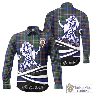 Ogilvie (Ogilvy) Hunting Modern Tartan Long Sleeve Button Up Shirt with Alba Gu Brath Regal Lion Emblem
