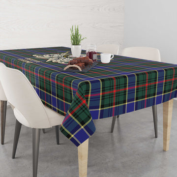 Ogilvie (Ogilvy) Hunting Modern Tartan Tablecloth with Clan Crest and the Golden Sword of Courageous Legacy