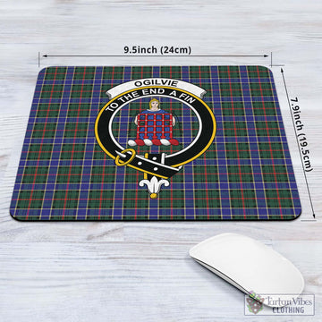 Ogilvie (Ogilvy) Hunting Modern Tartan Mouse Pad with Family Crest