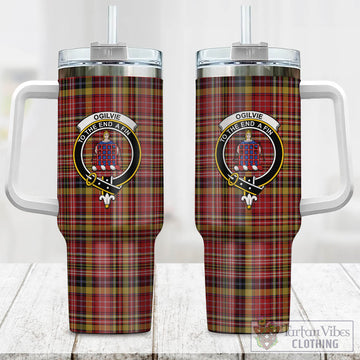 Ogilvie (Ogilvy) of Strathallan Tartan and Family Crest Tumbler with Handle