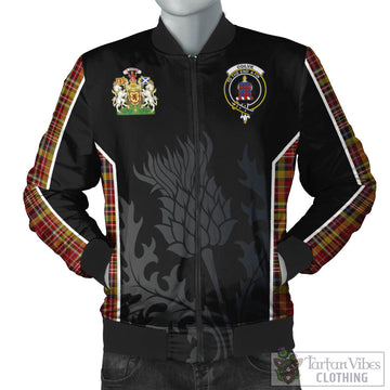 Ogilvie (Ogilvy) of Strathallan Tartan Bomber Jacket with Family Crest and Scottish Thistle Vibes Sport Style