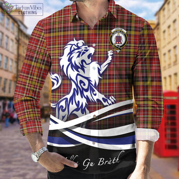 Ogilvie (Ogilvy) of Strathallan Tartan Long Sleeve Button Up Shirt with Alba Gu Brath Regal Lion Emblem