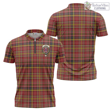 Ogilvie (Ogilvy) of Strathallan Tartan Zipper Polo Shirt with Family Crest