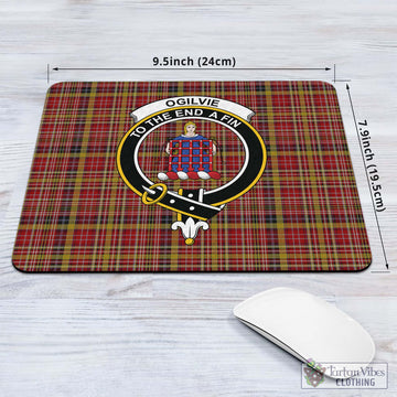Ogilvie (Ogilvy) of Strathallan Tartan Mouse Pad with Family Crest