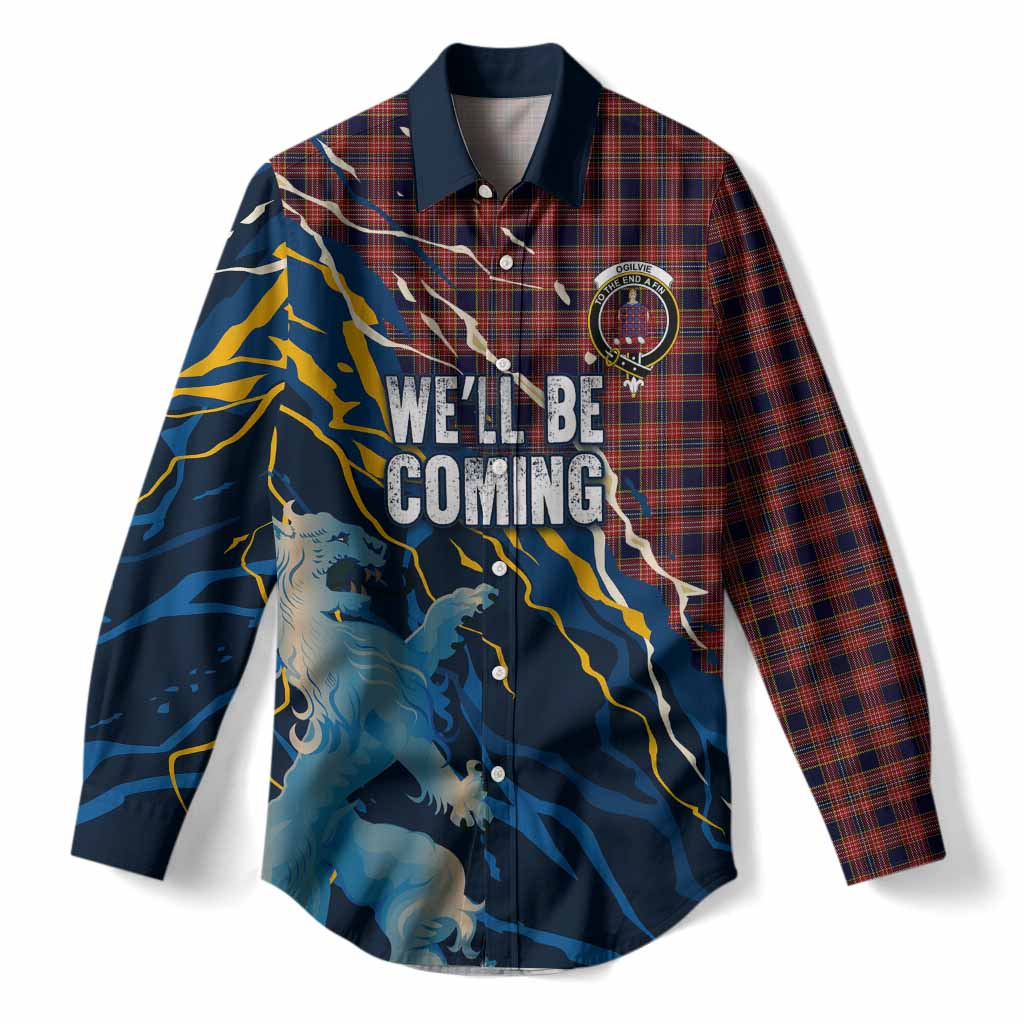Ogilvie (Ogilvy) Scotland Tartan Women Casual Shirt WC2026 Football - We'll Be Coming