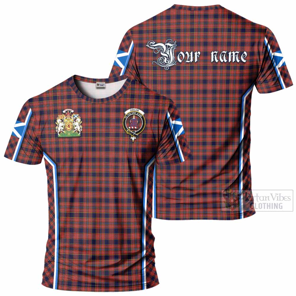 Ogilvie (Ogilvy) Tartan Crest T-shirt Scotland Coat of Arm Flag Style - Tartan Vibes Clothing