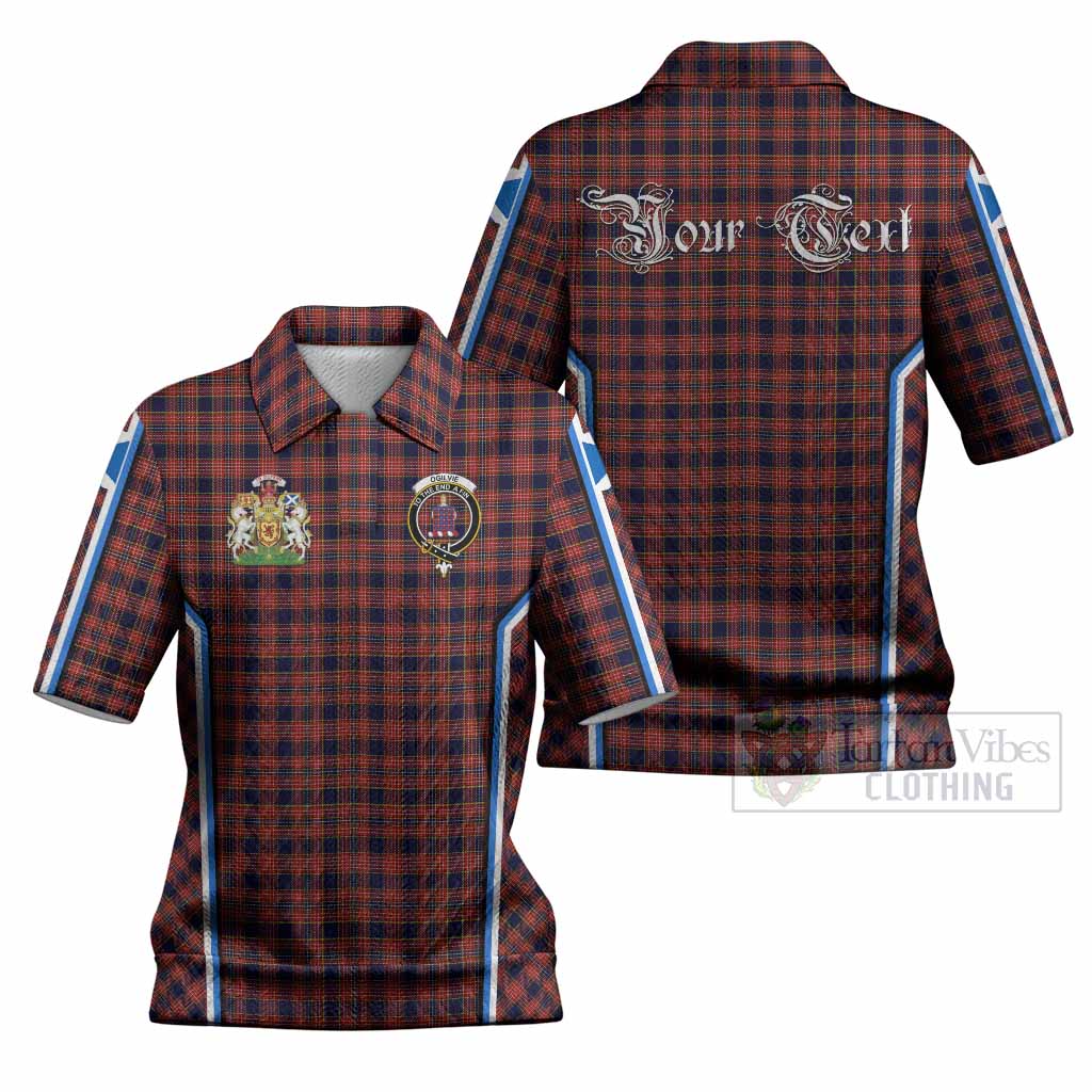 Ogilvie (Ogilvy) Tartan Crest Women’s Polo Sweater Top Scotland Coat of Arm Flag Style