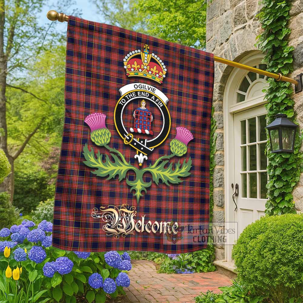 Ogilvie (Ogilvy) Tartan Family Crest Garden Flag Royal Thistle Welcome Style - Tartan Vibes Clothing