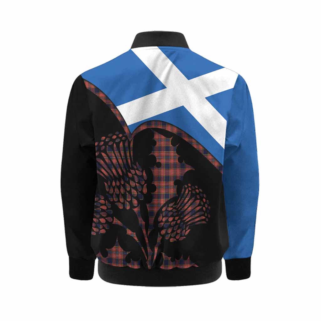 Ogilvie (Ogilvy) Tartan Family Crest Kid Bomber Jacket Scotland Thistle Floral Flag Style