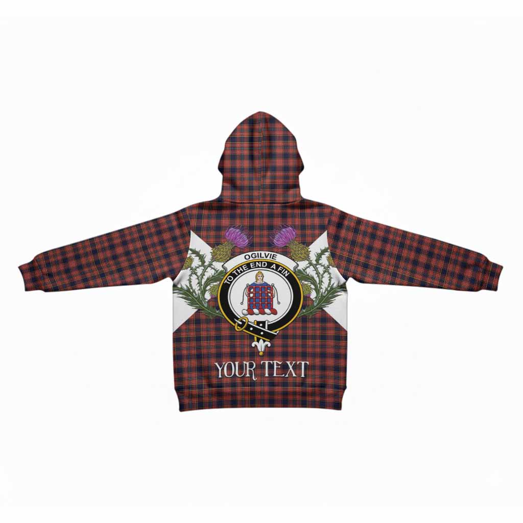 Ogilvie (Ogilvy) Tartan Family Crest Kid Hoodie Scottish Burns Night Thistle Floral