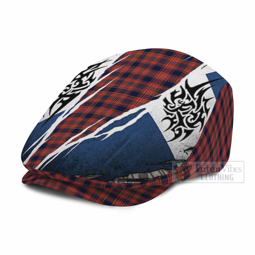 Ogilvie (Ogilvy) Tartan Flat Cap, Jeff Cap Scotland Flag Ripped Tribal Design