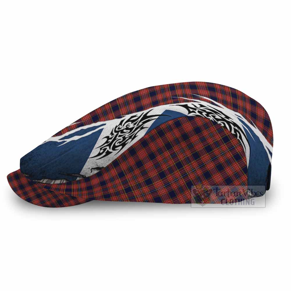 Ogilvie (Ogilvy) Tartan Flat Cap, Jeff Cap Scotland Flag Ripped Tribal Design