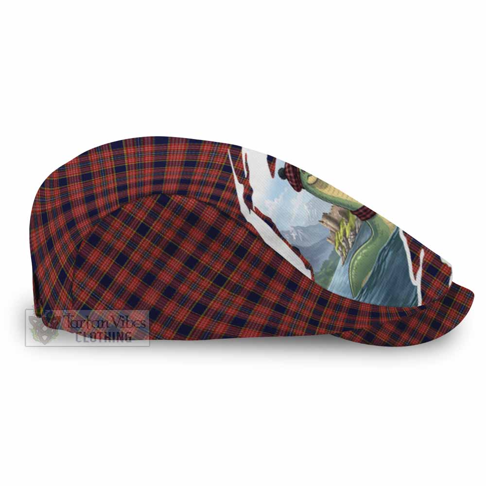 Ogilvie (Ogilvy) Tartan Loch Ness Monster Scottish Heritage Art Flat Cap, Jeff Cap