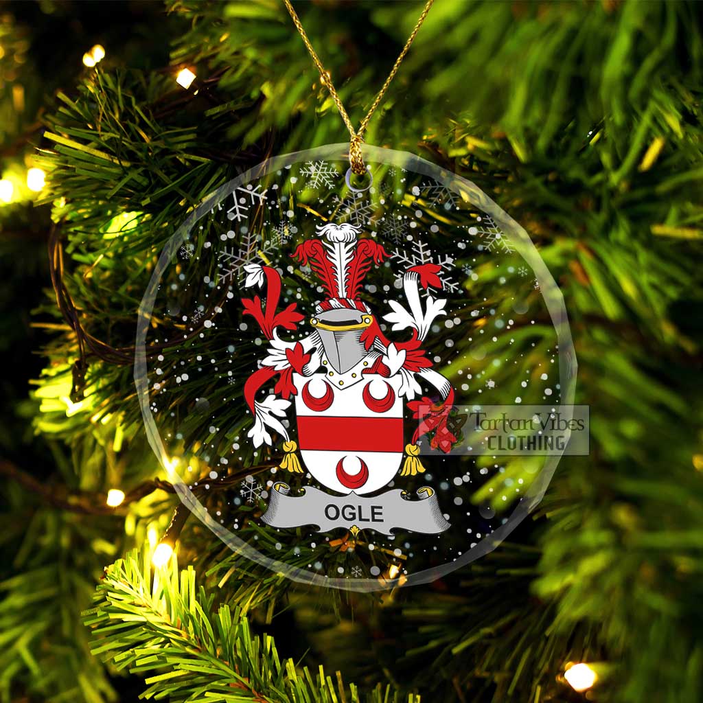 Ogle Irish Clan Christmas Glass Ornament with Coat of Arms Transparent Glass Circle - 2D-tartanvibesclothing