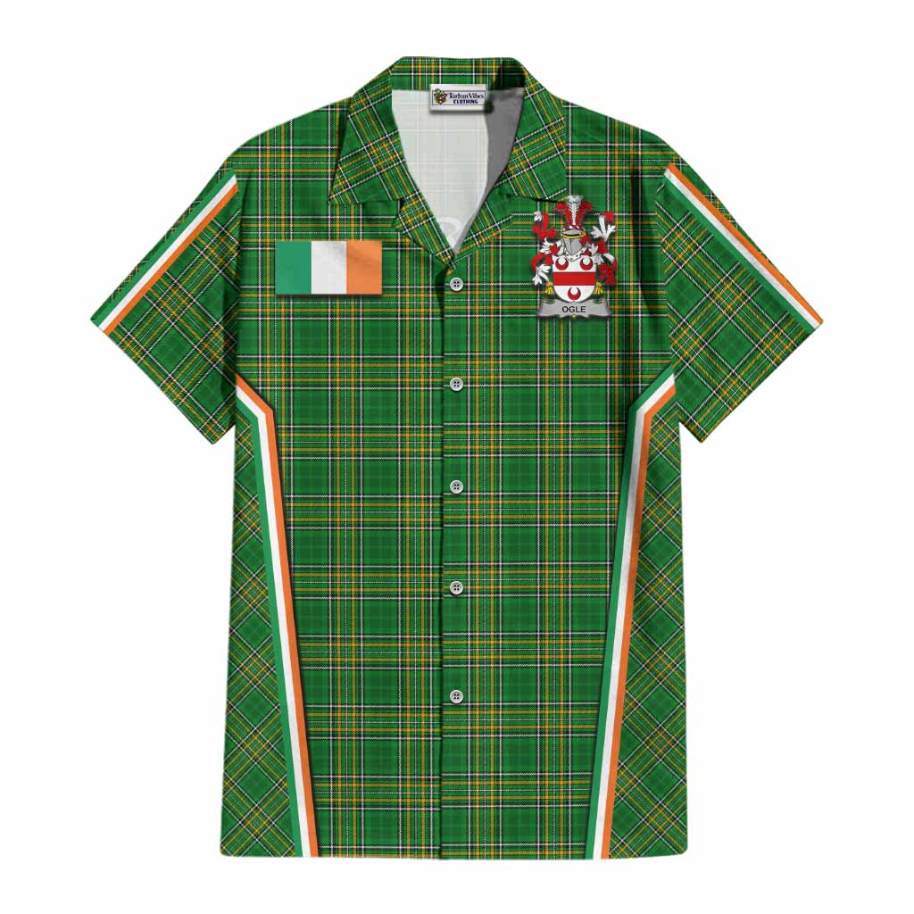 Ogle Irish Clan Coat of Arm Tartan Cotton Hawaiian Shirt Flag Style