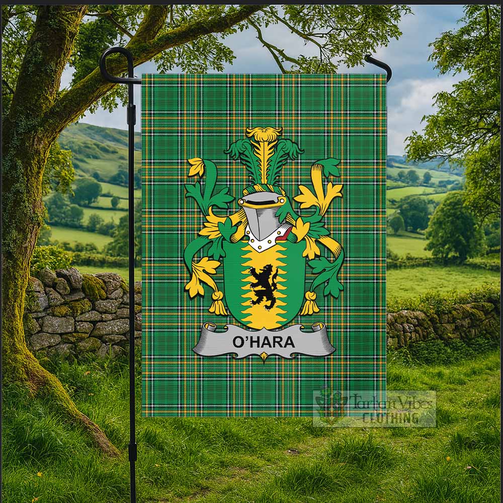 O'Hara Irish Clan Tartan Flag with Coat of Arms