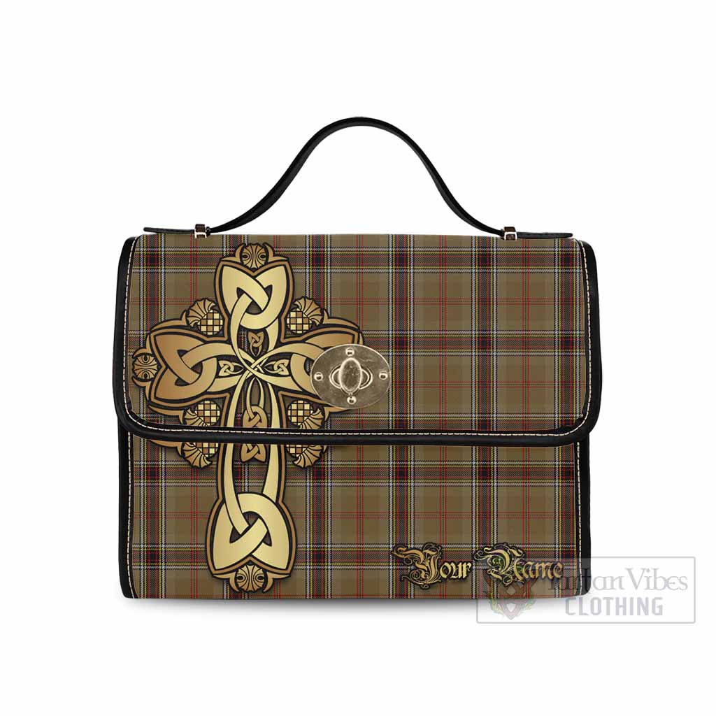 Tartan Vibes Clothing O'Keefe Tartan Waterproof Canvas Bag Golden Thistle Celtic Cross Style