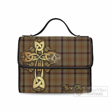 Tartan Vibes Clothing O'Keefe Tartan Waterproof Canvas Bag Golden Thistle Celtic Cross Style