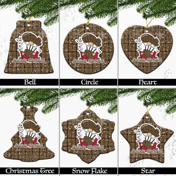 O'Keefe Tartan Christmas Ornaments with Scottish Gnome Playing Bagpipes