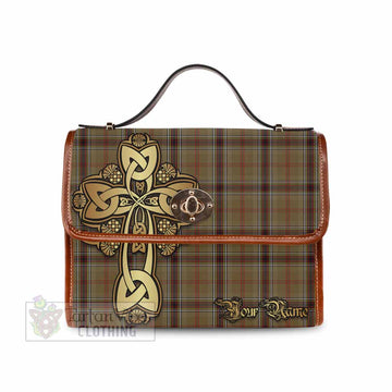Tartan Vibes Clothing O'Keefe Tartan Waterproof Canvas Bag Golden Thistle Celtic Cross Style