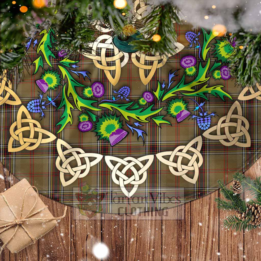 Tartan Vibes Clothing O'Keefe Tartan Christmas Tree Skirt with Thistle Celtic Knot Style