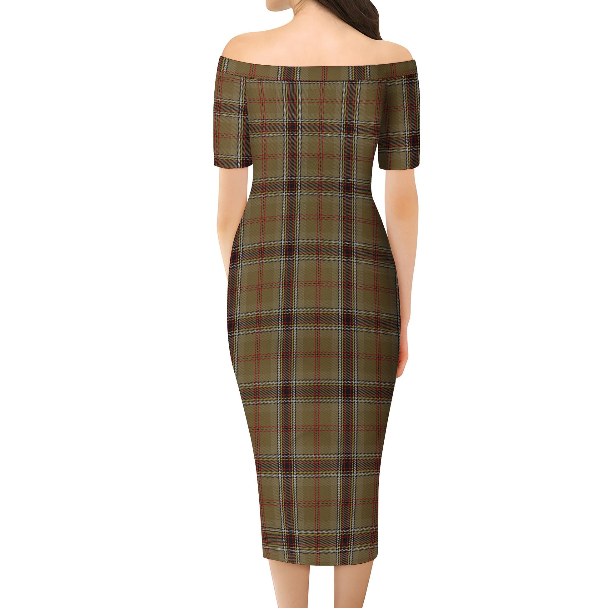 O'Keefe Tartan Off Shoulder Lady Dress - Tartan Vibes Clothing
