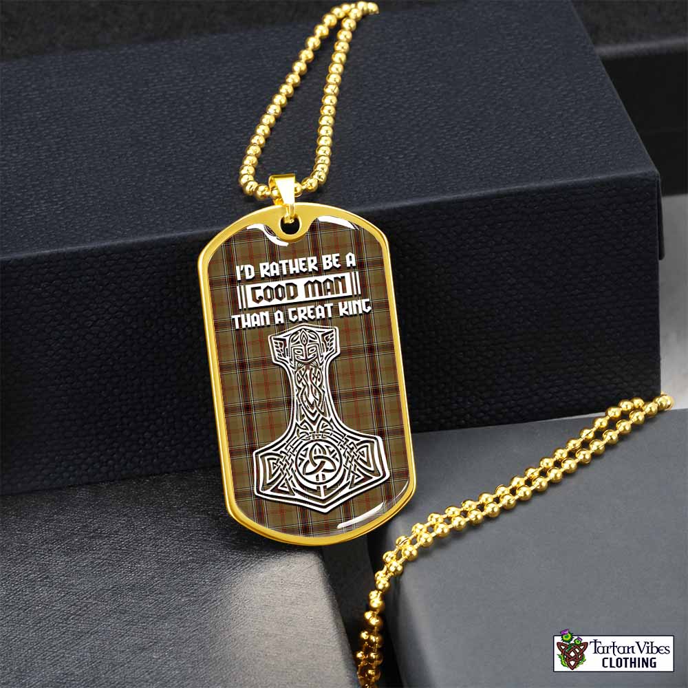 O'Keefe Tartan Dog Tag Necklace Viking Mjolnir Style Gold No - Tartan Vibes Clothing