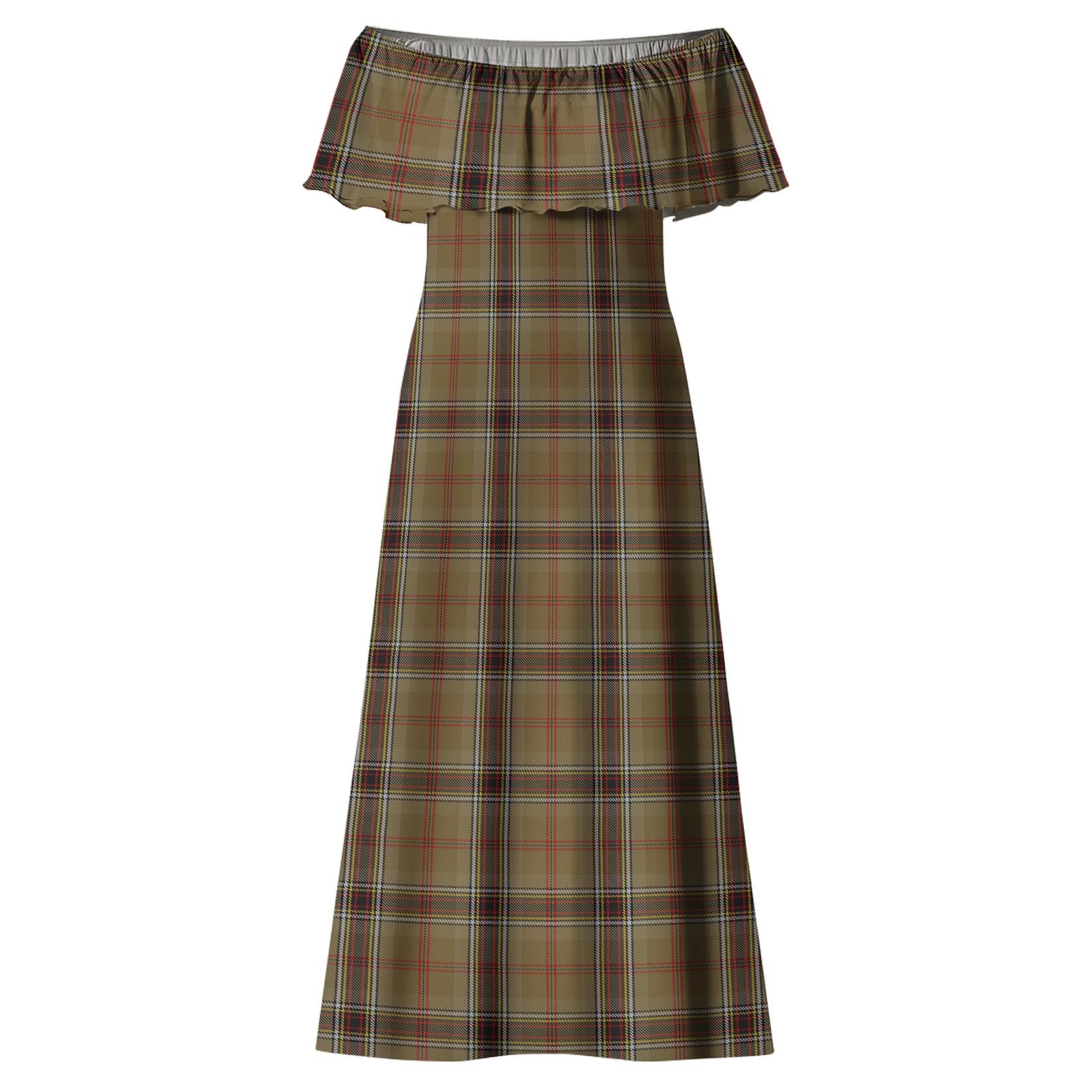 O'Keefe Tartan Off Shoulder Long Dress - Tartan Vibes Clothing