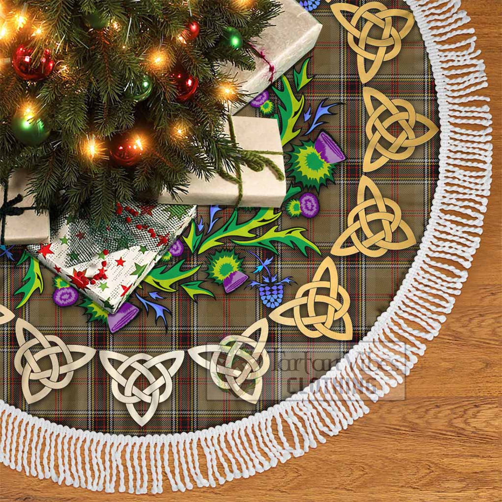 Tartan Vibes Clothing O'Keefe Tartan Christmas Tree Skirt with Thistle Celtic Knot Style