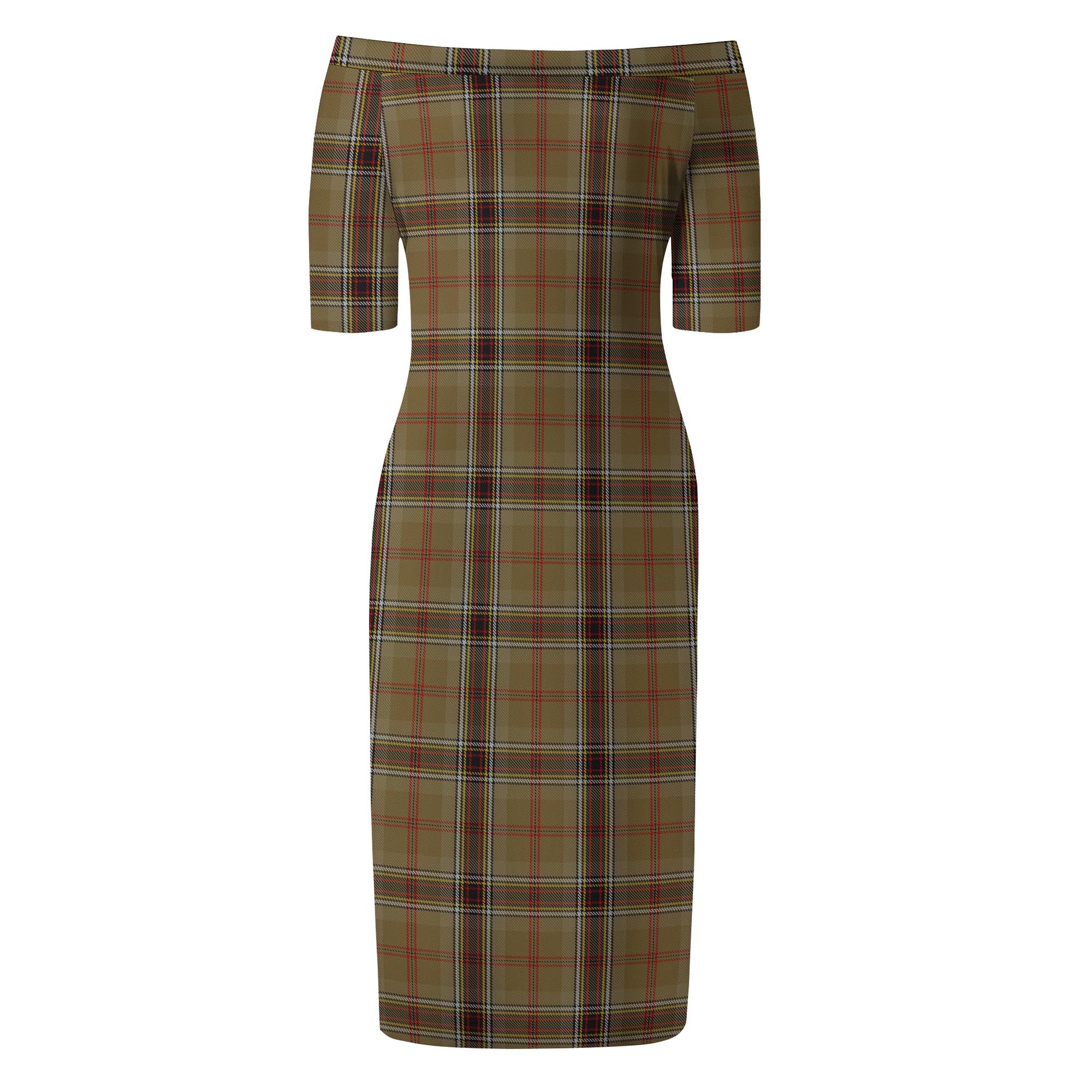 O'Keefe Tartan Off Shoulder Lady Dress - Tartan Vibes Clothing