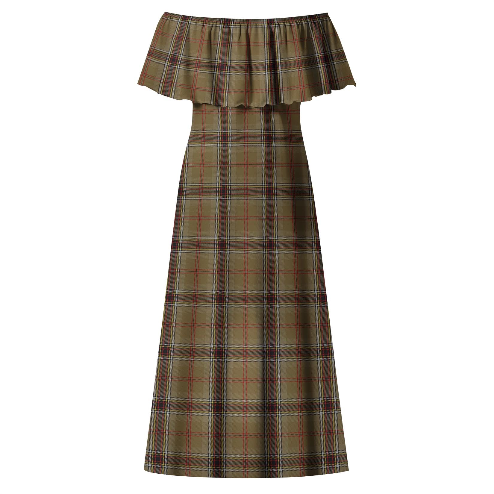 O'Keefe Tartan Off Shoulder Long Dress - Tartan Vibes Clothing