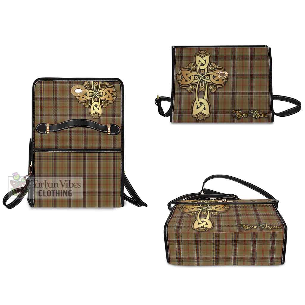 Tartan Vibes Clothing O'Keefe Tartan Waterproof Canvas Bag Golden Thistle Celtic Cross Style