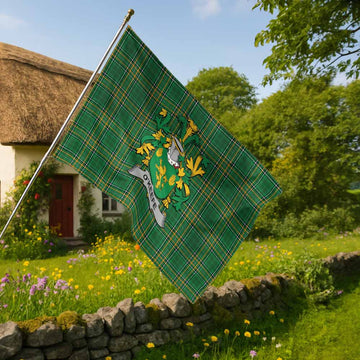 O'Keefe Irish Clan Tartan House Flag with Coat of Arms