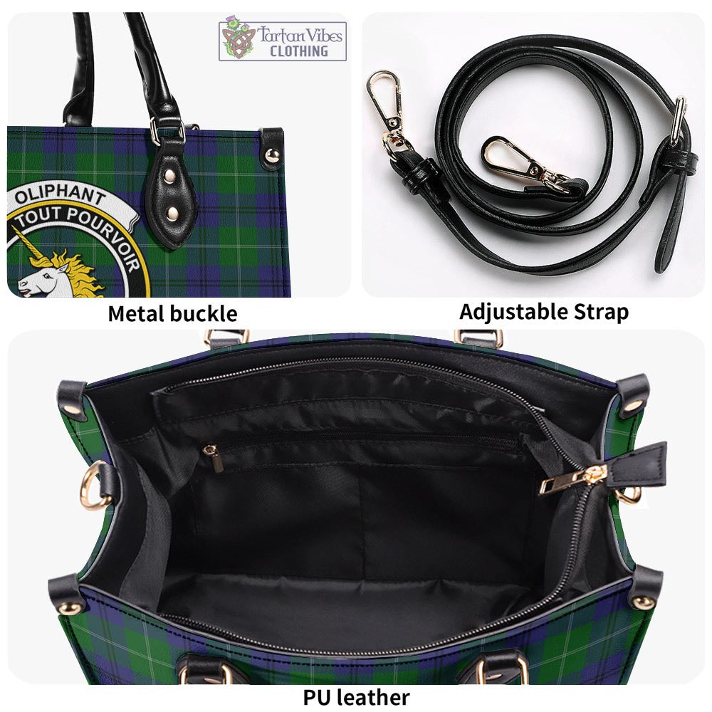 Oliphant Tartan Luxury Leather Handbags with Family Crest - Tartan Vibes Clothing
