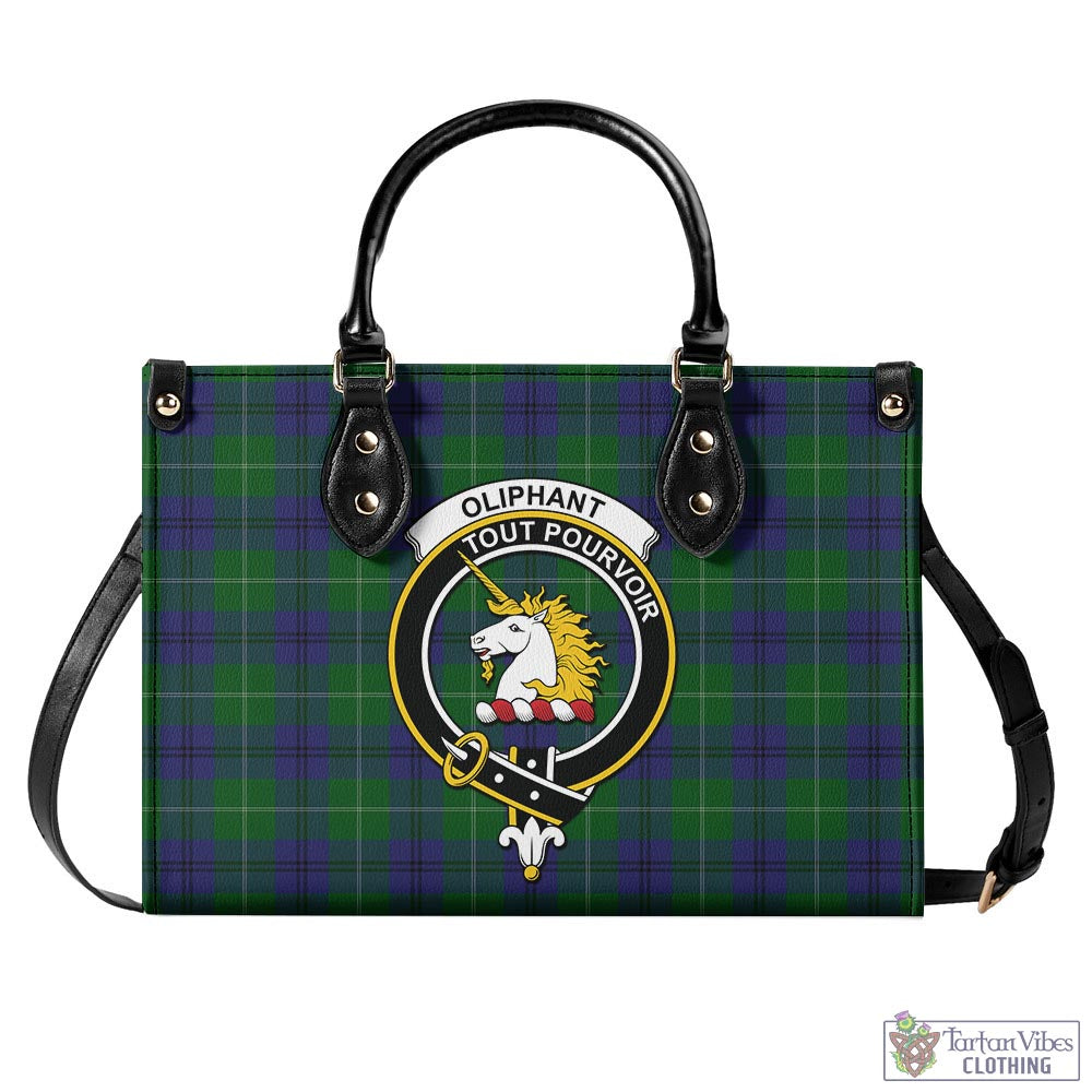 Oliphant Tartan Luxury Leather Handbags with Family Crest - Tartan Vibes Clothing